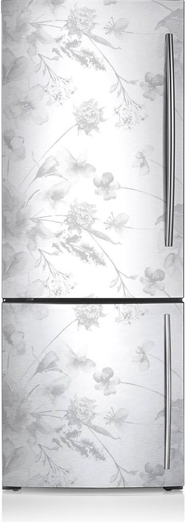 Kühlschrankmagne Kühlschrank Aufkleber Magnetfolie Dekoration 60x180 cm - Graue Blumen