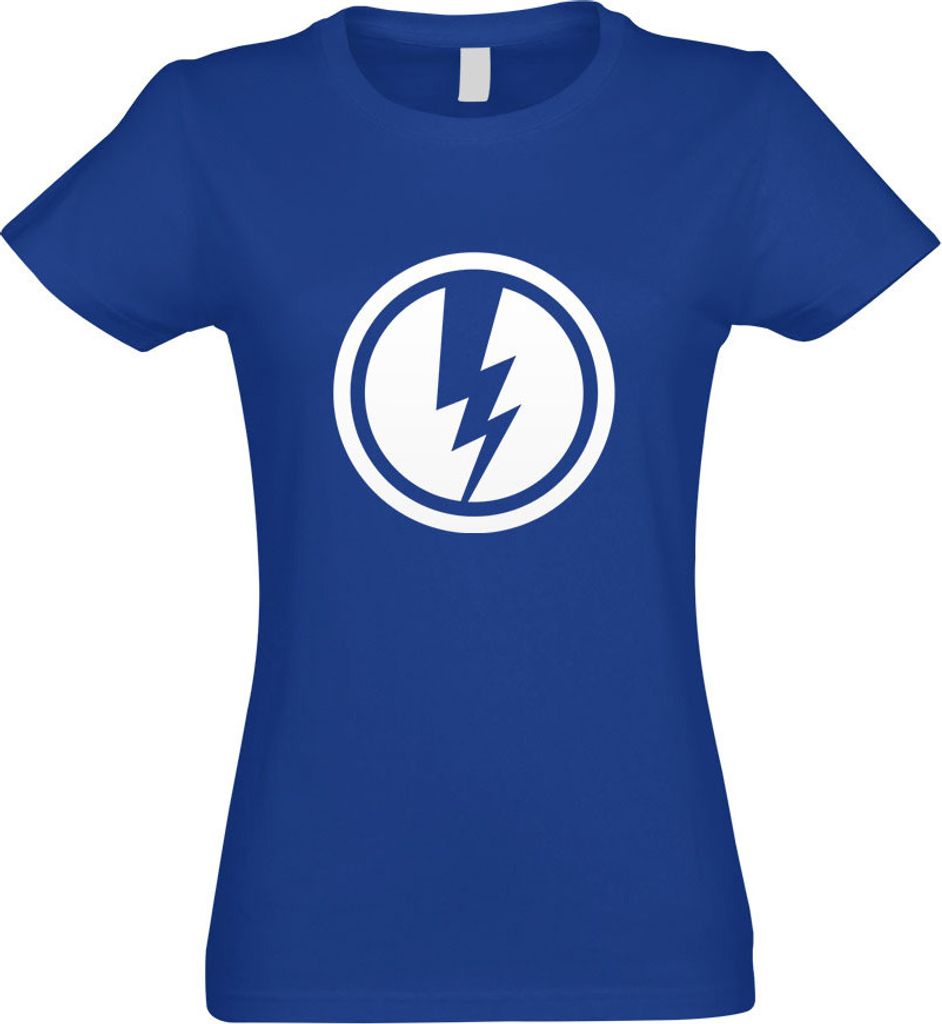 Kiwistar - T-Shirt tailliert - Damen - royal - Blitz - Strom Motiv 1 - mit Motiv Bedruckt - Funshirt Design - Sport - Freizeit - Damen - XXL
