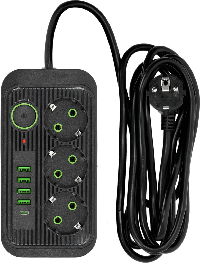 Rallonge multiprise KOBI LINEA PRO Noir 3 compartiments Image du produit 