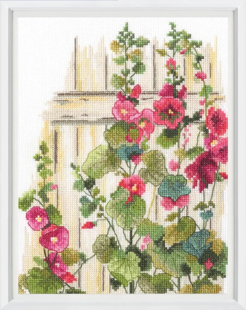 Ouvrage Point de Croix Compté Fleurs Klematis Kit Broderie DIY Complet