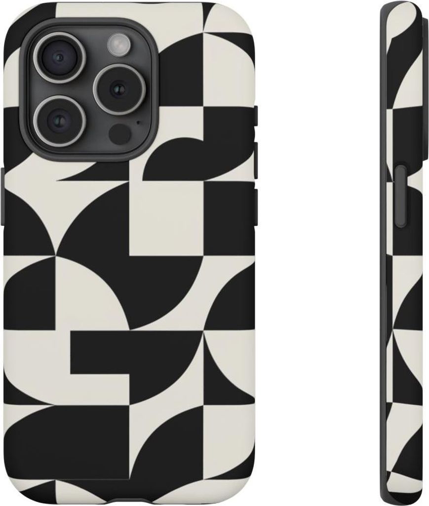 Schwarz-weißes geometrisches Muster – Hülle Kompatibel mit iPhone 15 Pro