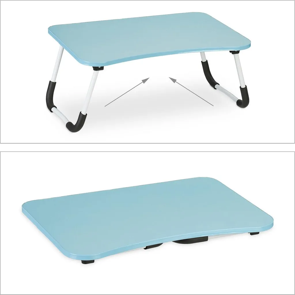 Table d'ordinateur portable bleu clair pliable et réglable en hauteur - 6
