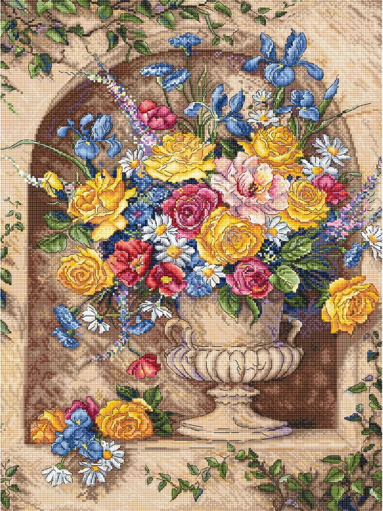Broderie Letistitch Alcôve néoclassique Motif détaillé Toile 43x32cm
