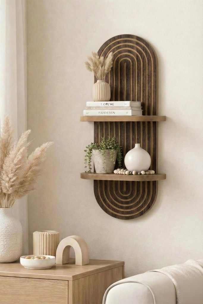 Skye Decor, Wandregal aus 100% MDF, Wenge, 26 x 35 x 13 cm | 18 mm dick | Moderner, geometrischer Stil | Perfekt für jeden Raum, elegant und funkt...