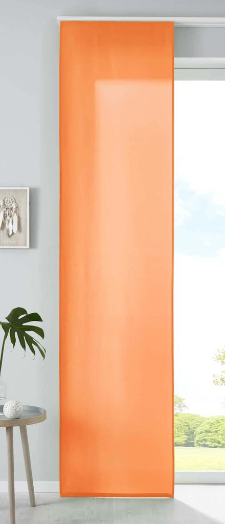 1er Set Schiebegardine Flächenvorhang Mikrofaser Vorhang Gardine Raumteiler HxB 245x60 cm Orange Matt Paneelwagen Beschwerungsstange, 85600N