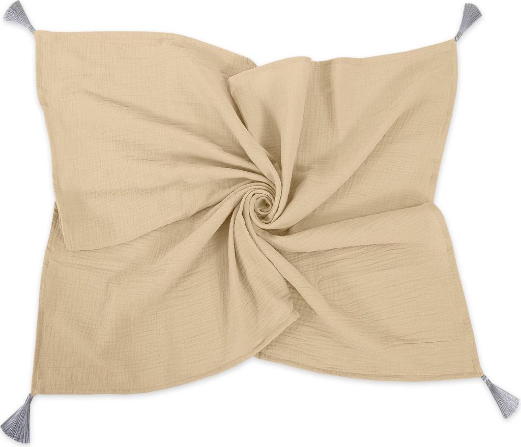 Musselin-Babydecke mit Quasten - Kamel