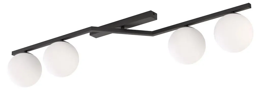 Luminaire Suspension 4 Lampes NATON Métal Noir et Blanc pour Salon