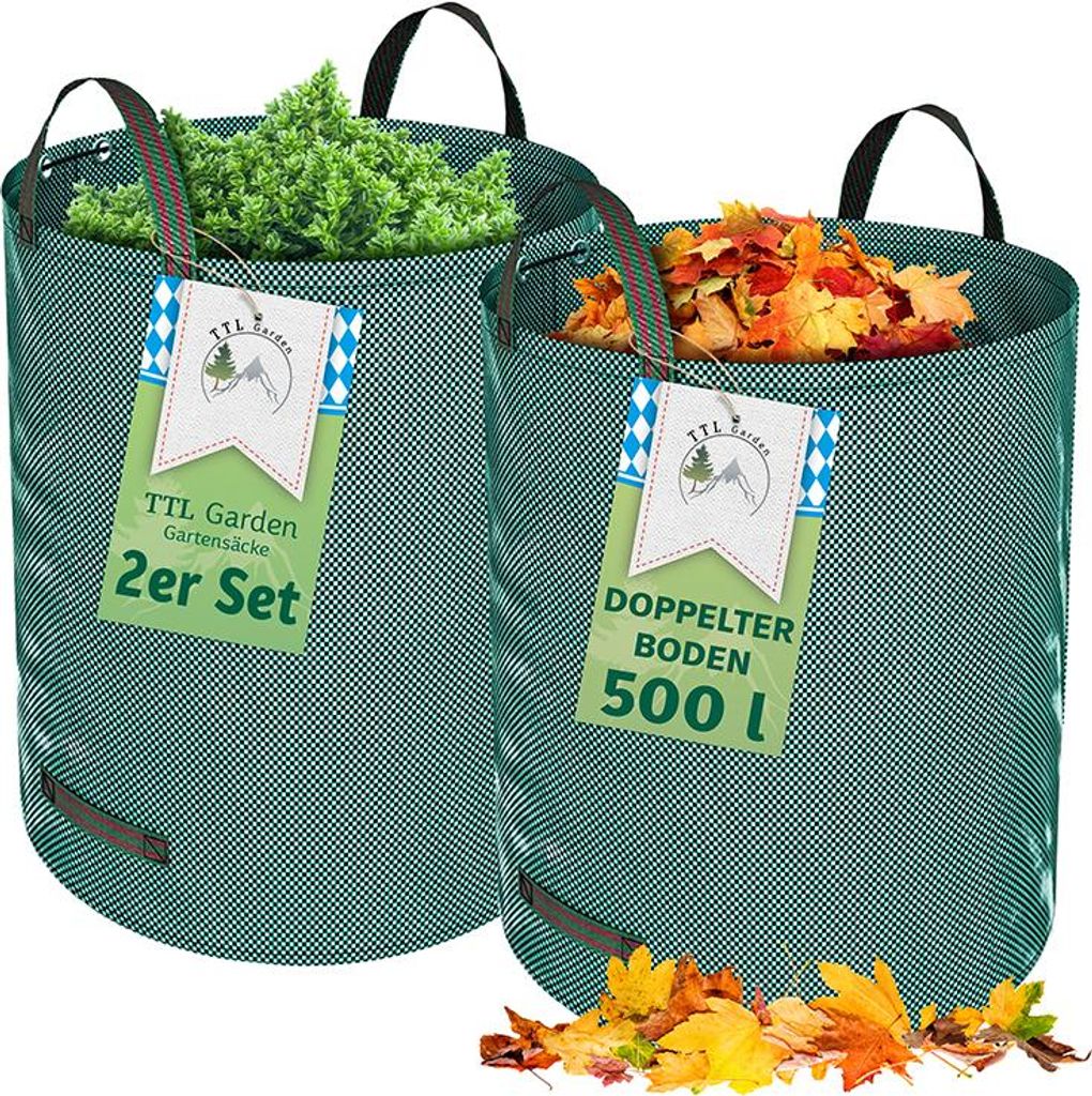 TTL GARDEN Gartenabfallsack SUPER SOLID 2er Set 500L Grün Produktbild 