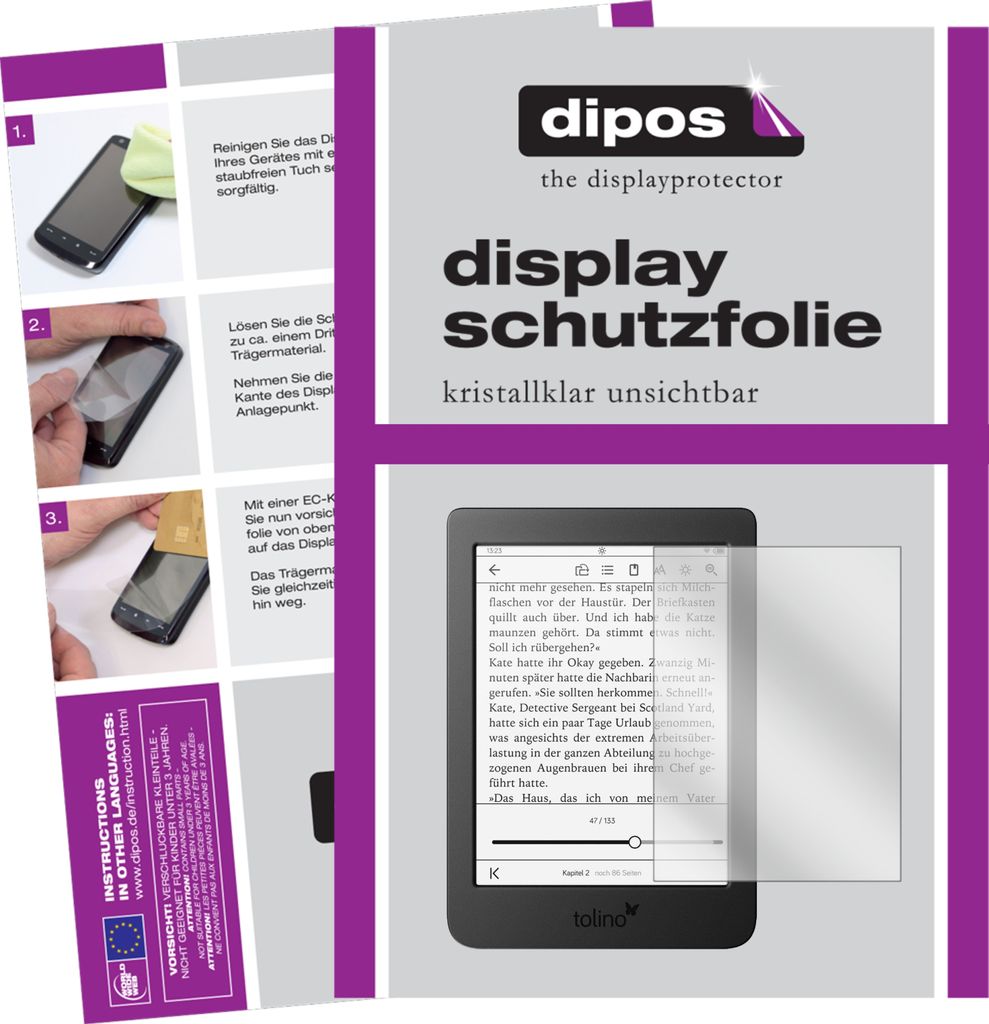 Schutzfolie für Tolino Page 2 Display Folie klar Displayschutzfolie