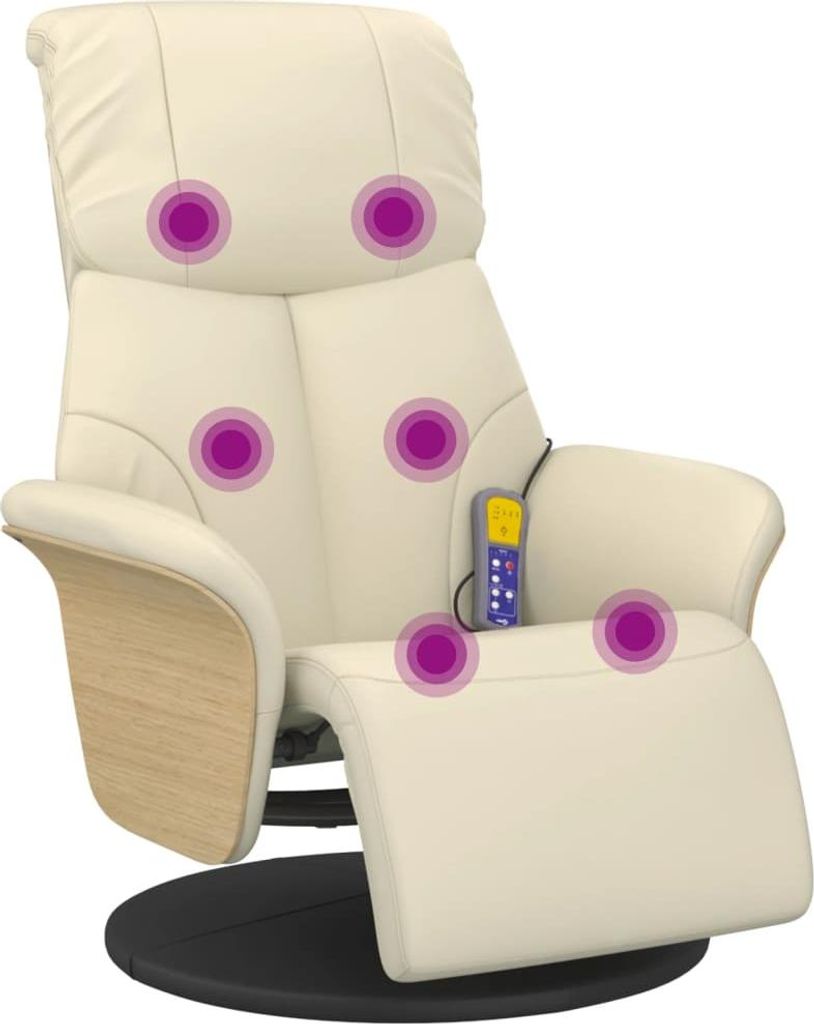 vidaXL Massagesessel mit Fußteil Creme Kunstleder
