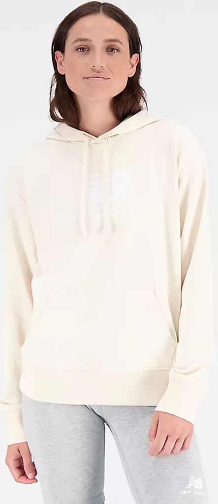 NEW BALANCE Essentials Stacked Logo Damen Kapuzenpullover beige S
