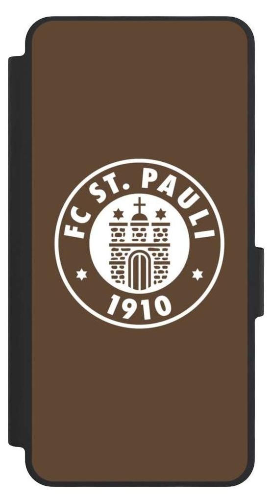 NIVOCASE Klapphülle für Samsung Galaxy S26 Handyhülle aus Kunst Leder NIVOflip schwarz FC St. Pauli Offizielles Lizenzprodukt Wappen