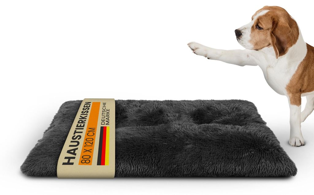 Weiches Heimtierkissen für Hund & Katze – Haustierkissen 100% Polyester modernes Design, waschbar bei 30°C, warmes Liegekissen Grau (Langhaar P...