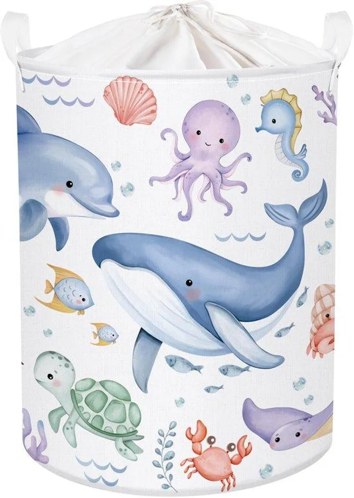 Grand organisateur de bain pour enfants baleine bleue 63L pliable souple