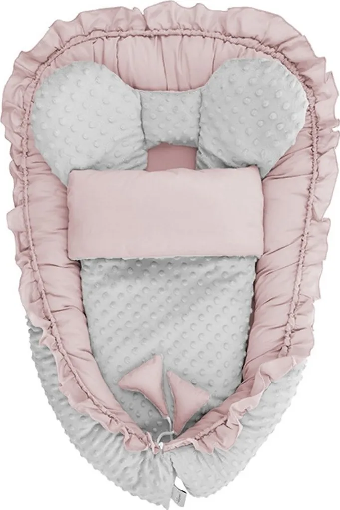 Cocon bébé Minky Belisima Mouse rose avec couverture douce et moelleuse