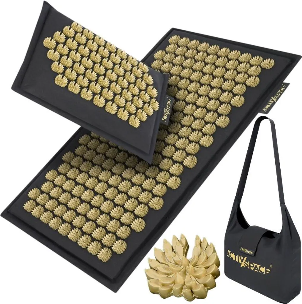 Tapis d'acupression écologique en coco et lin GOLD avec son sac inclus