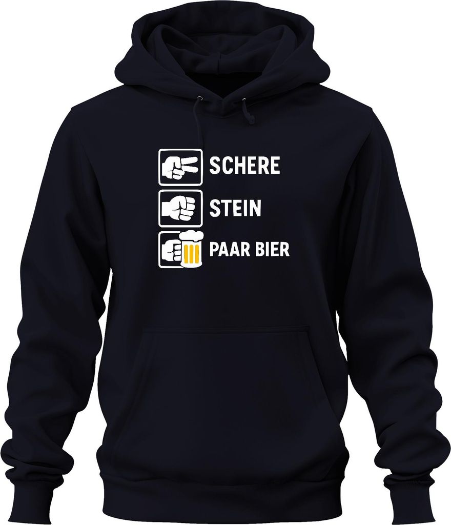 Schere Stein Paar Bier Lustig Spruch Party Bierliebhaber Geschenk Uni Hoodie Kapuzenpullover, Navy, S