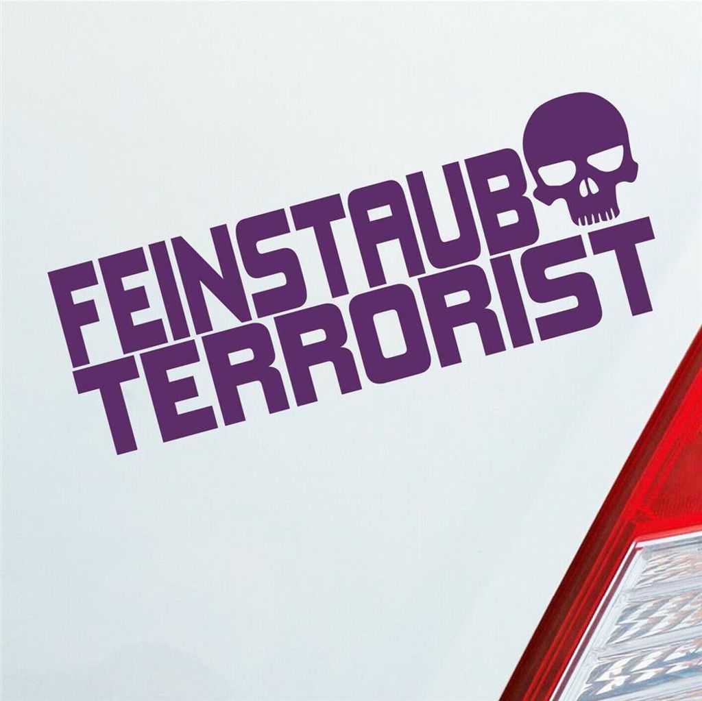Auto Aufkleber Feinstaub Terrorist Tuning 15x6 cm Lila Sticker Heckscheibenaufkleber