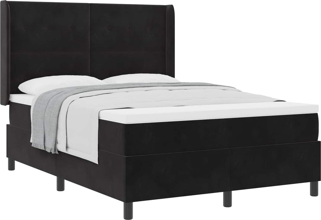 Boxspringbett mit Matratze Schwarz 160 x 200 cm Samt