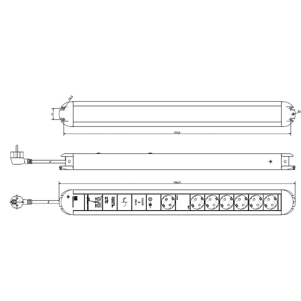 BACHMANN PRIMO Bloc 7 Prises GVS Master-Slave et Cordon Long de 2m - 2