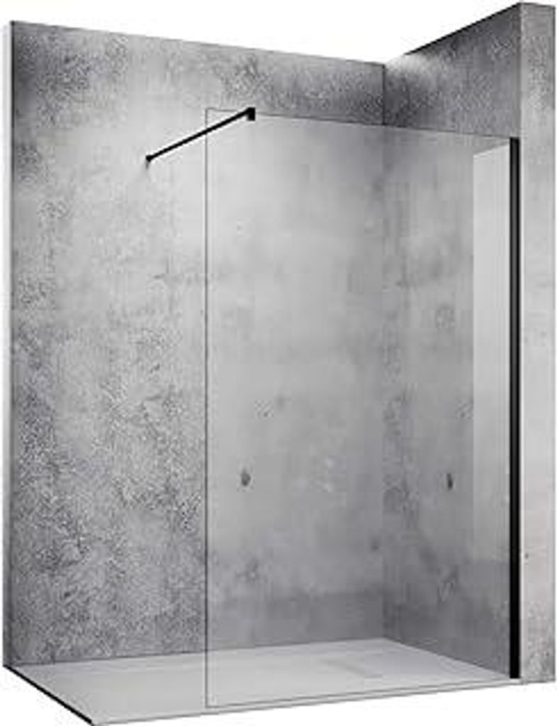 SONNI Duschwand 120 x 200 cm schwarz Walk In dusche mattschwarz style aus 10 mm Nano Glas,Duschabtrennung mit Stabilisator auf Duschtassen oder Bod...