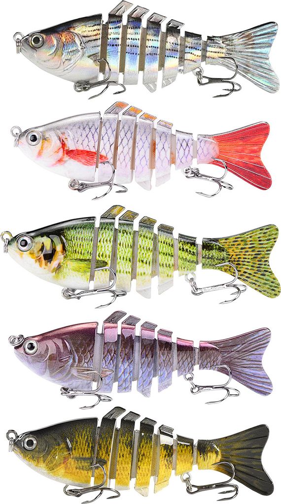 1/2/3/5 Stück 10 cm/15,5 g Mehrgelenk-Angelköder mit Haken Realistischer 7-teiliger Swimbait Kunststoff-Kunstköder Süßwasser-Salzwasser-Angelz...