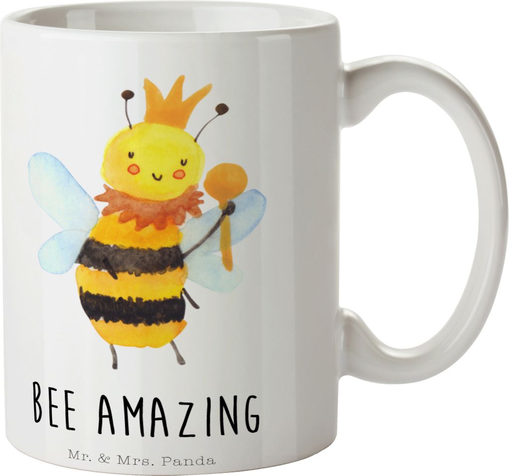 Mr. & Mrs. Panda Kaffeetasse Biene König - Weiß - Geschenk, Becher, schöne tasse, Hummel, Kaffeebecher, Teetasse