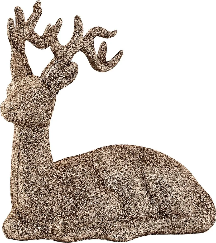 Cerf Doré de Noël Élégant en Résine - Ornement de Luxe avec Finition Brillante