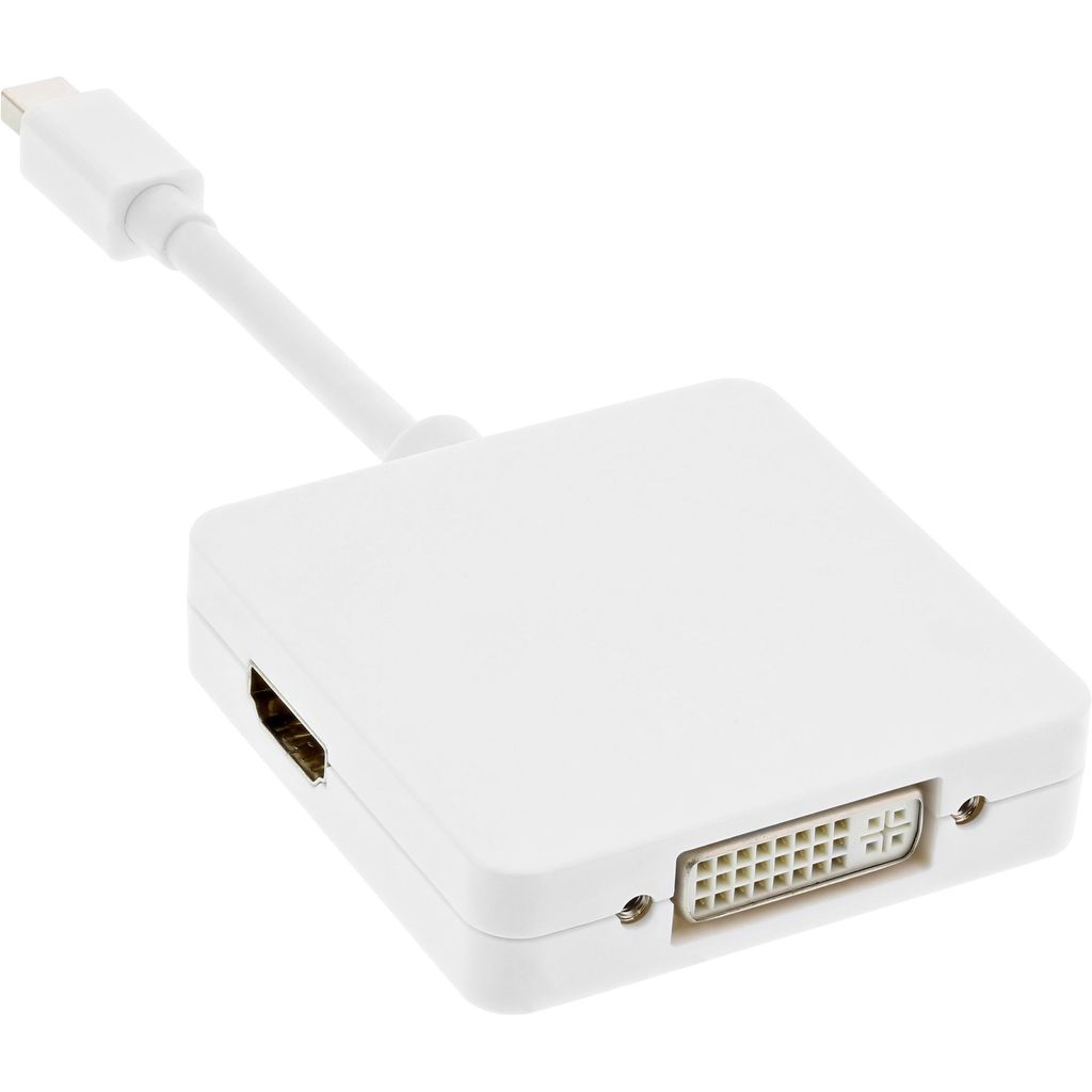 InLine Mini DisplayPort zu HDMI/DVI/DisplayPort Adapterkabel, weiß, 0,15 m, Mini DisplayPort, DisplayPort + DVI + HDMI, Stecker, Buchse, 1.1a