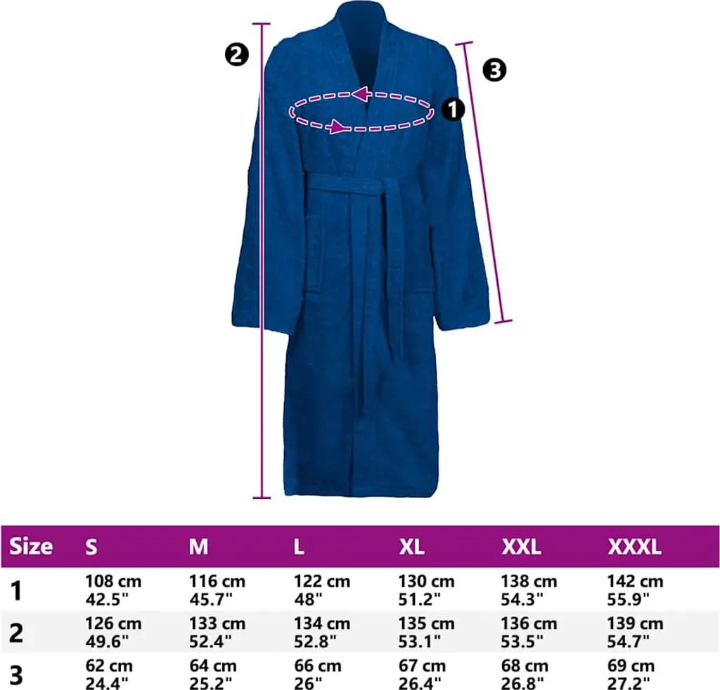 vidaXL KINN Accappatoio Blu Cotone XL: Praticità e Design Minimal - 6