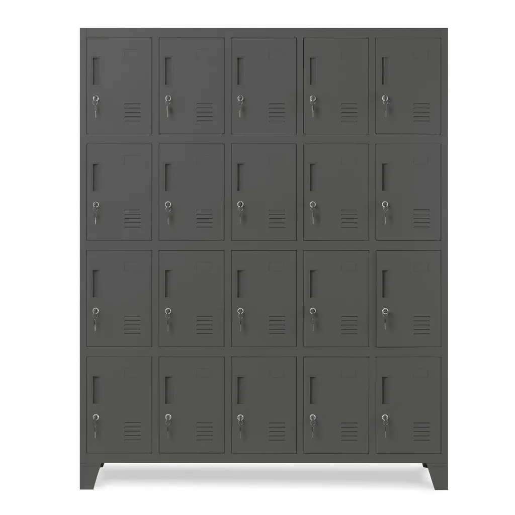 Armoire en acier anthracite à 12 compartiments fixes et robustes