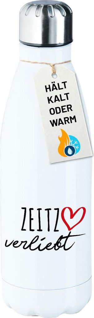 Huuraa Trinkflasche Zeitz verliebt 500ml White Edelstahl Wasserflasche Trinkflasche Geschenkidee