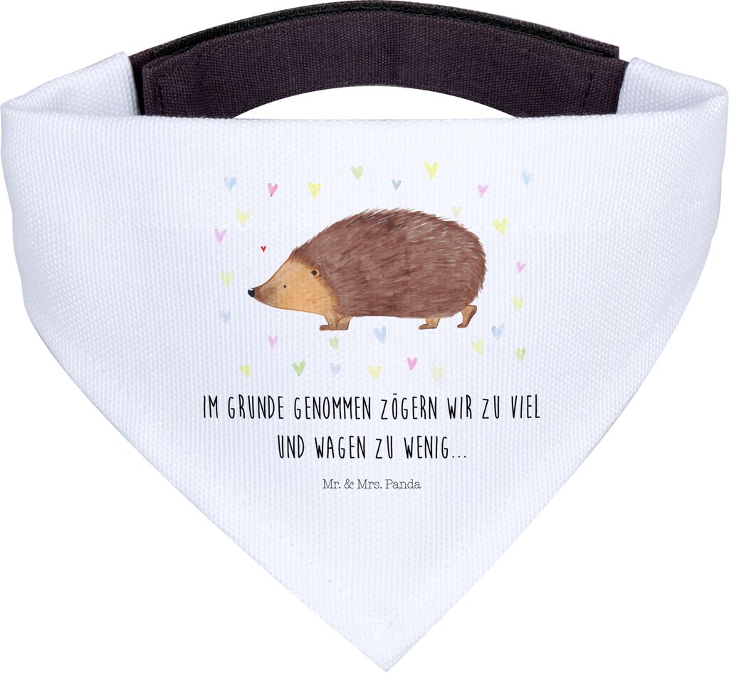 Mr. & Mrs. Panda Dreieckstuch Igel Herzen - Weiß - Geschenk, Halstuch für Hund, Bandana, Hunde, Kuss, Liebe, Herz, Lustige Sprüche, Hundehalstuc...