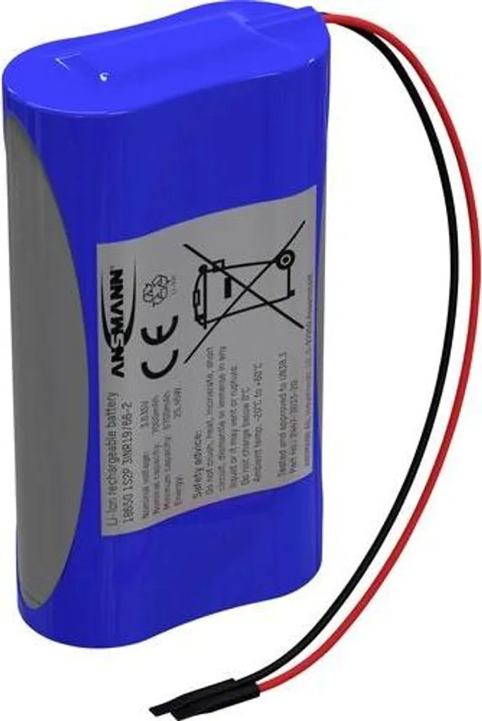 Batterie Rechargeable Li-Ion 3.6V 7000mAh Ansmann avec Câbles 1S2P