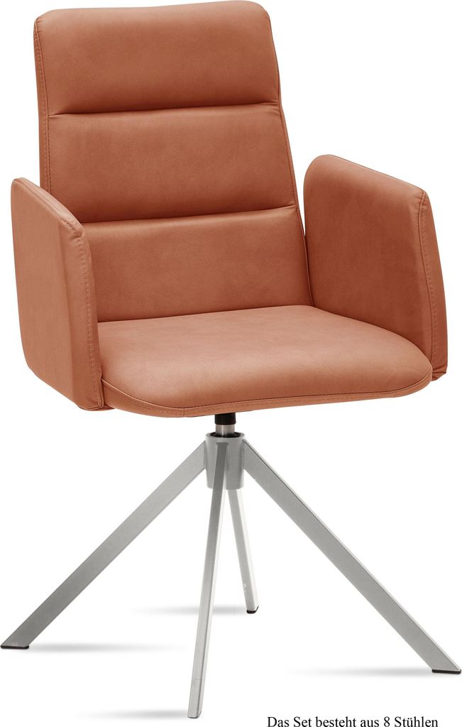 Armlehnstuhl drehbar (8er-Set) Dulcia 52x92x60 Edelstahl/Cognac