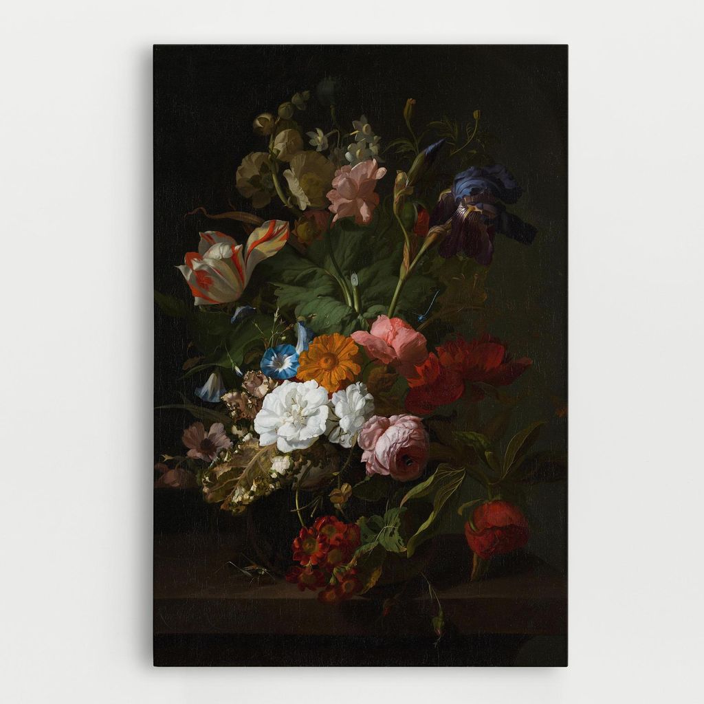 ARTHUB Leinwandbild 40x60 cm, Dark Flowers Bouquet | Wohnzimmerdekoration, Hängende Bilder, Wanddekoration, Heimdekoration, Blumen, Blumenstrauß