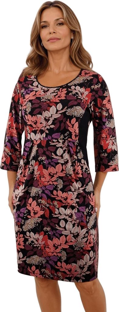 Damenkleid mit 3/4-Ärmeln und Rundhalsausschnitt. Größe: S