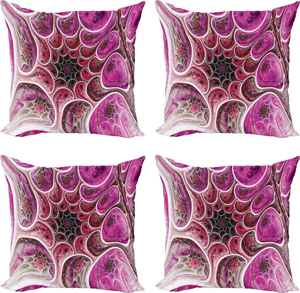 ABAKUHAUS Astral Kissenbezug Set (4 Stück), Quirky Futuristisch Organismus, Moderner Doppelseitiger Digitaldruck, 45 cm x 45 cm, Dunkle Magenta Mu...