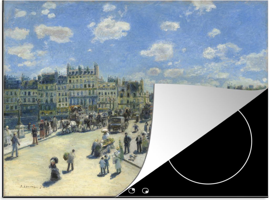 KitchenYeah Herdabdeckplatte Neue Brücke, Paris - Gemälde von Pierre-Auguste Renoir , 59x52cm, Küche Deko, Glaskeramikkochfeld Herdabdeckung, ...