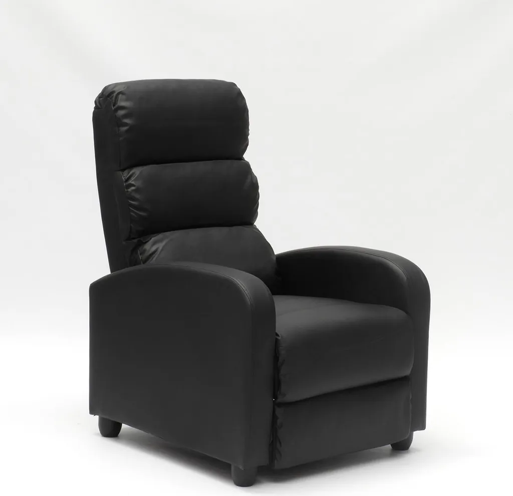 Fauteuil relax Alice noir pour salon : détente avec repose-pieds inclus