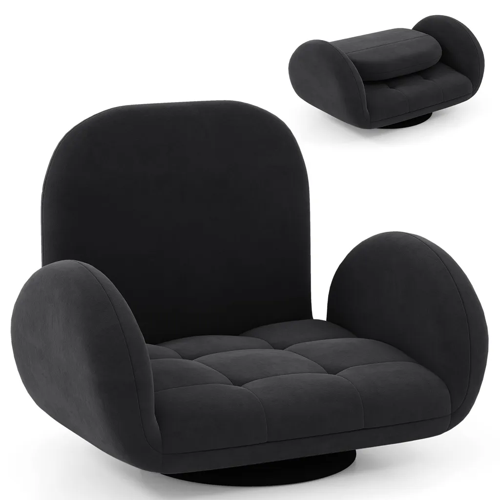 Fauteuil pivotant COSTWAY noir avec dossier réglable et accoudoirs