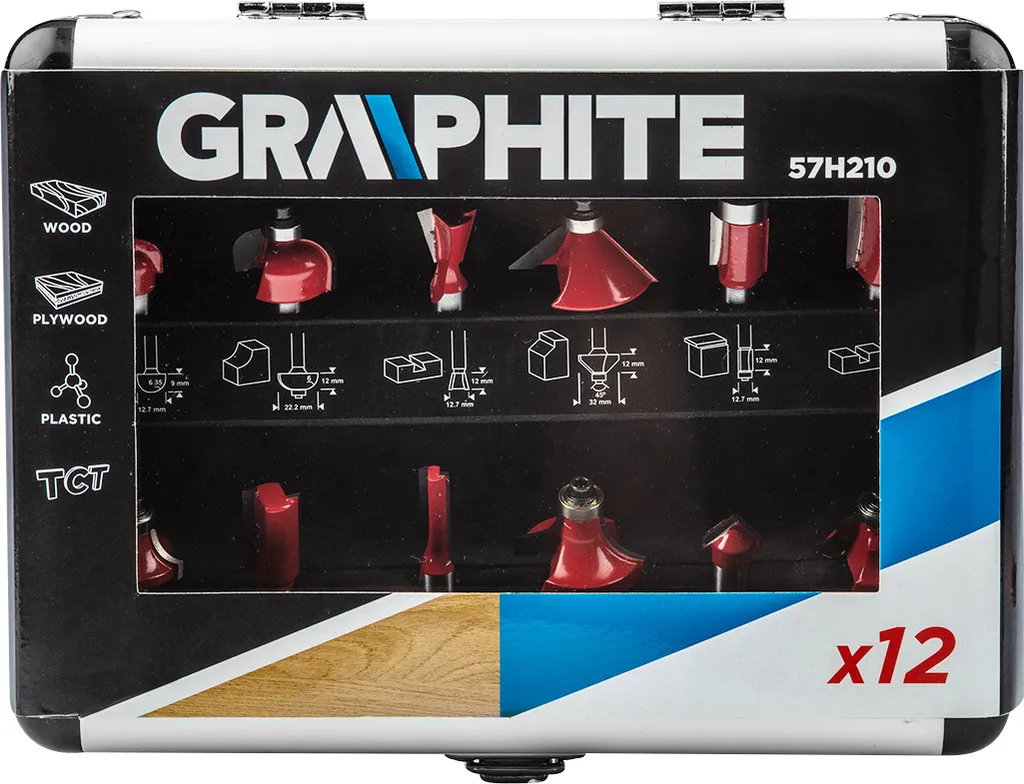 Coffret de 12 fraises à bois Graphite queue 8 mm pour défonceuse - 3