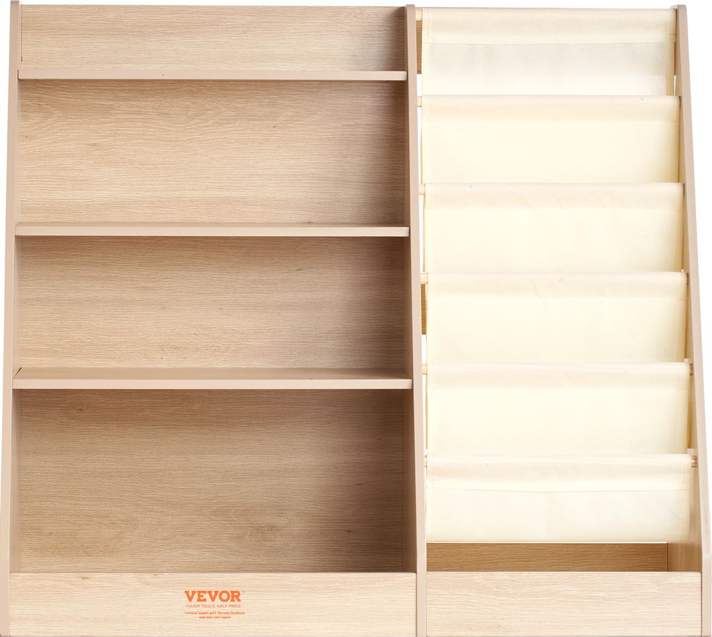 VEVOR 4-stöckiges Bücherregal aus Holz für Kinder, Sechsstöckiges Bücherregal, Baby-Aufbewahrungsregal, Bücher- und Spielzeug-Organizer-Schra...