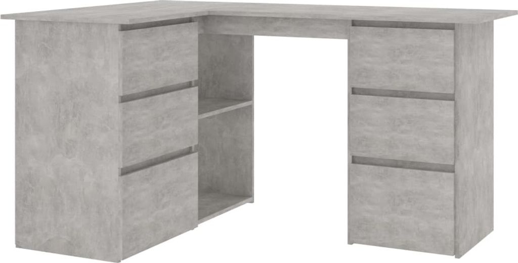 Biurko Narożne, Szarość Betonu, 145X100X76 Cm, Płyta Zdjęcie produktu 