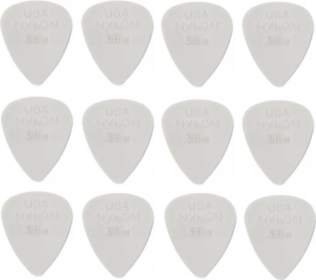 Médiators Dunlop Nylon 0.38 mm avec Surface Grip Antidérapante x12
