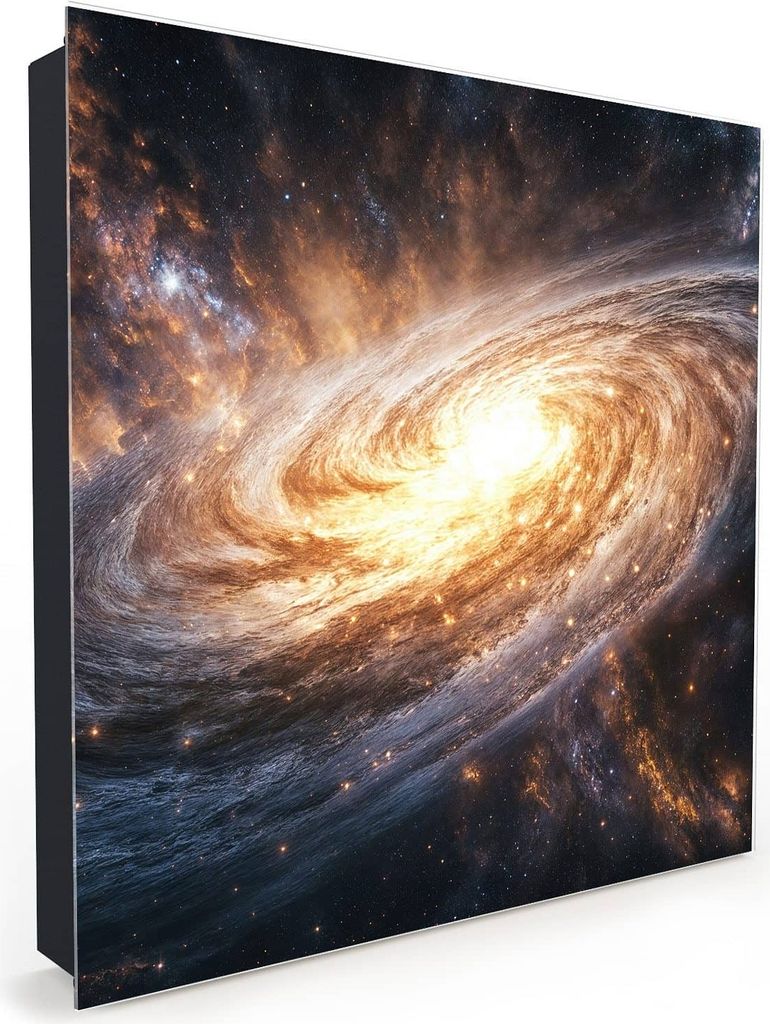 Nachbildung-Schlüsselkasten, Magnetpinnwand und Memoboard mit Glasfront Motiv Galaxie Nachthimmel