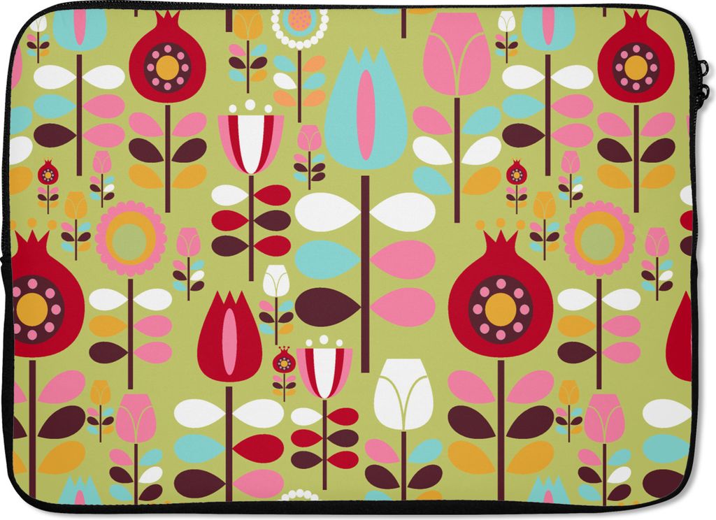 MuchoWow Laptop Hülle 14 ZollMuster - Blumen - Farben Laptoptasche - Laptoptasche - Stoßsicher - Schutzhaube
