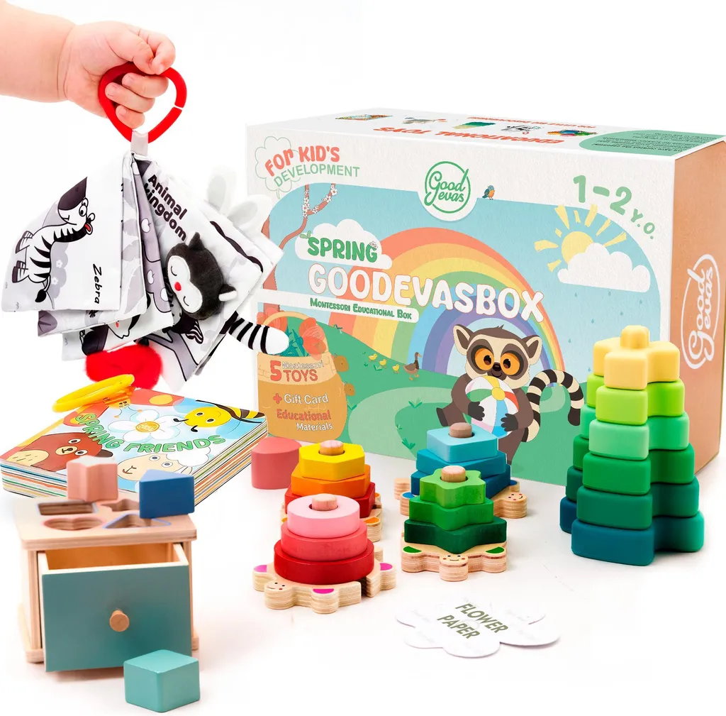 Jouet Montessori 5 en 1 en bois pour bébé 1-2 ans - Éveil et Motricité
