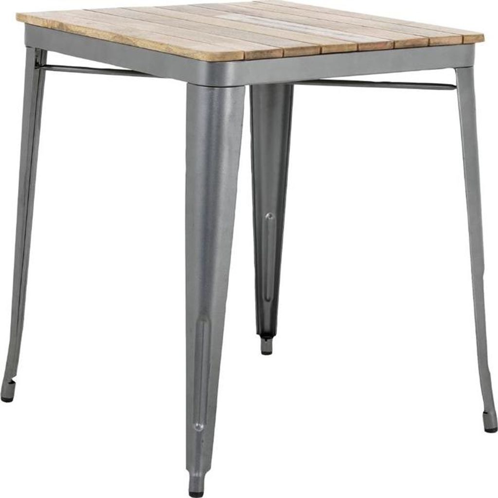 Bolero Bistro Esstisch Geschlitzte Mango Holzplatte Gewehrmetall Rahmen 650mm
