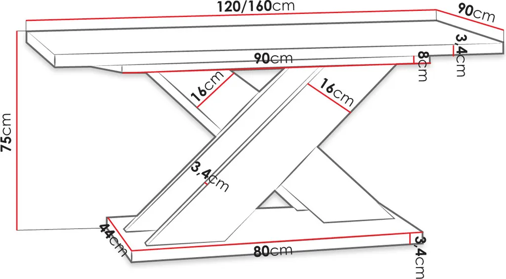 Table à manger gain de place FIGOL extensible 120cm - Gris et Blanc - 4